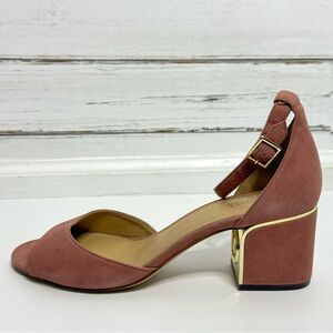 👡 Michael Kors Suede Block Heel Sandals – Blush Pink